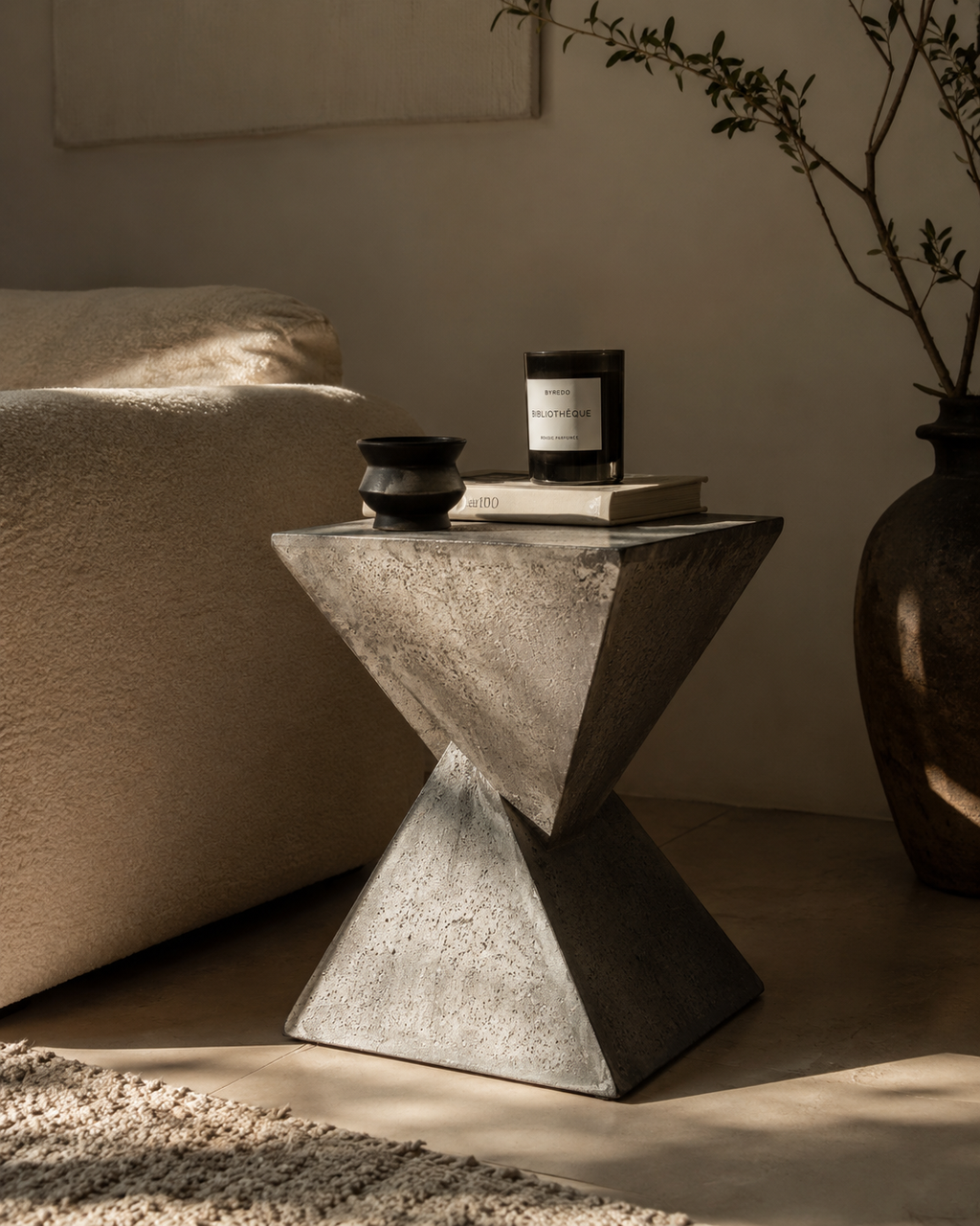 Sculptural Stone Side Table