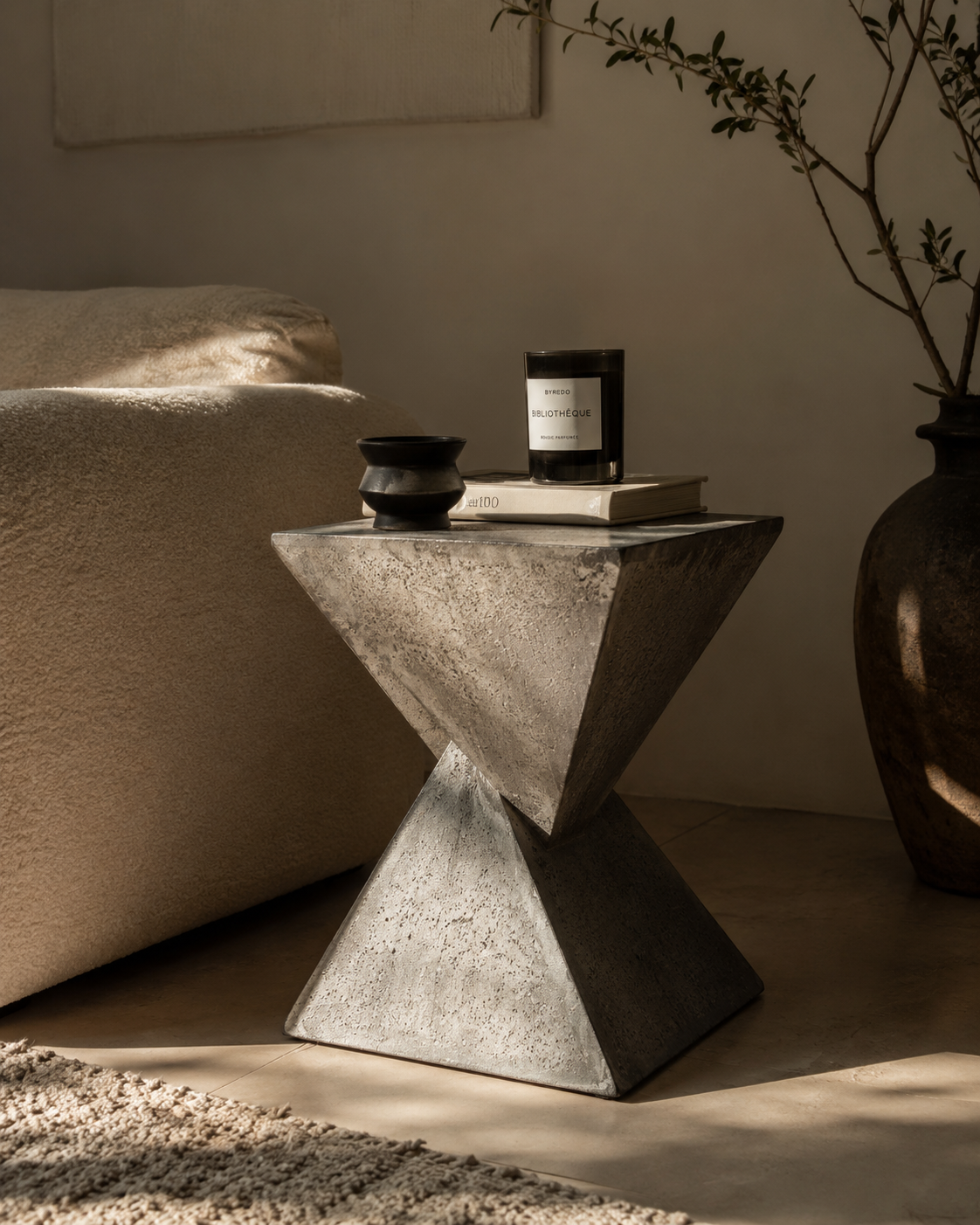 Sculptural Stone Side Table